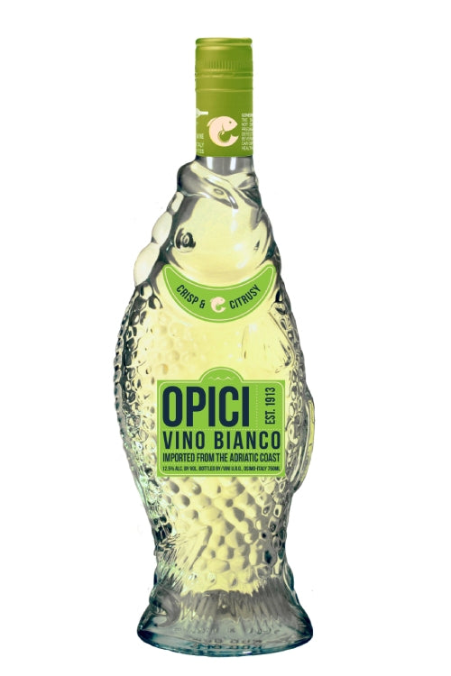 bottle of alcohol with fish lure Opici Bianco (Fish Bottle) (750 ml)