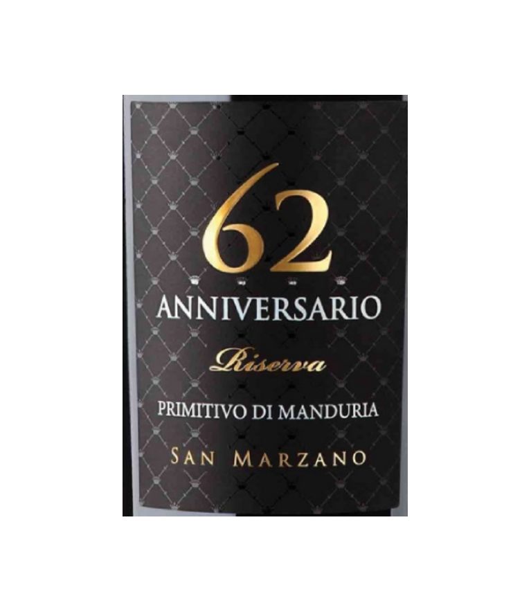 San Marzano 62 Anniversario Primitivo di Manduria Riserva 2019 (750 ml)