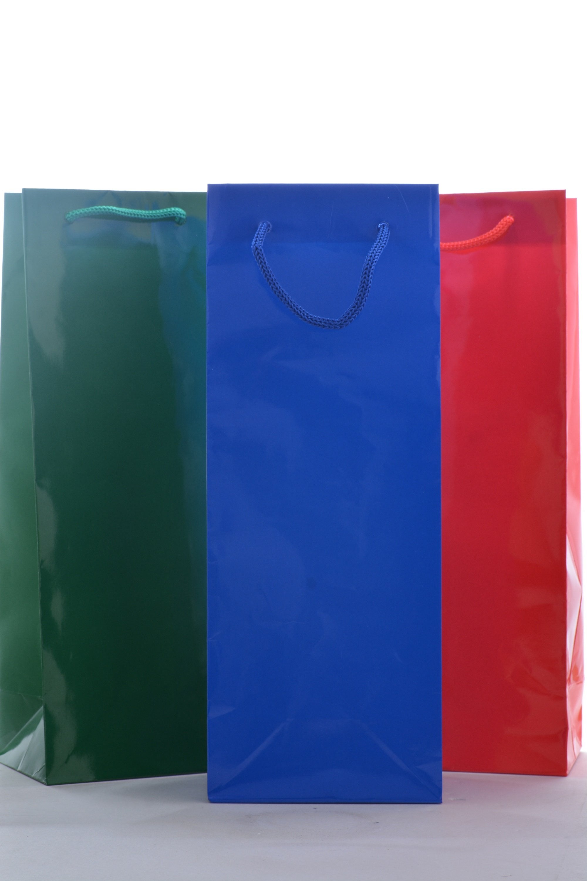 3 Holiday Wine Gift Bags (Blue, Green, Red)