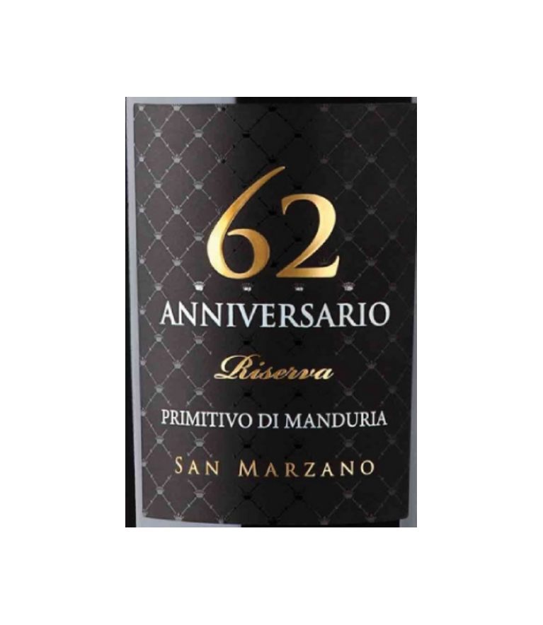 DAMAGED LABEL: San Marzano 62 Anniversario Primitivo di Manduria Riserva 2018 (750 ml)