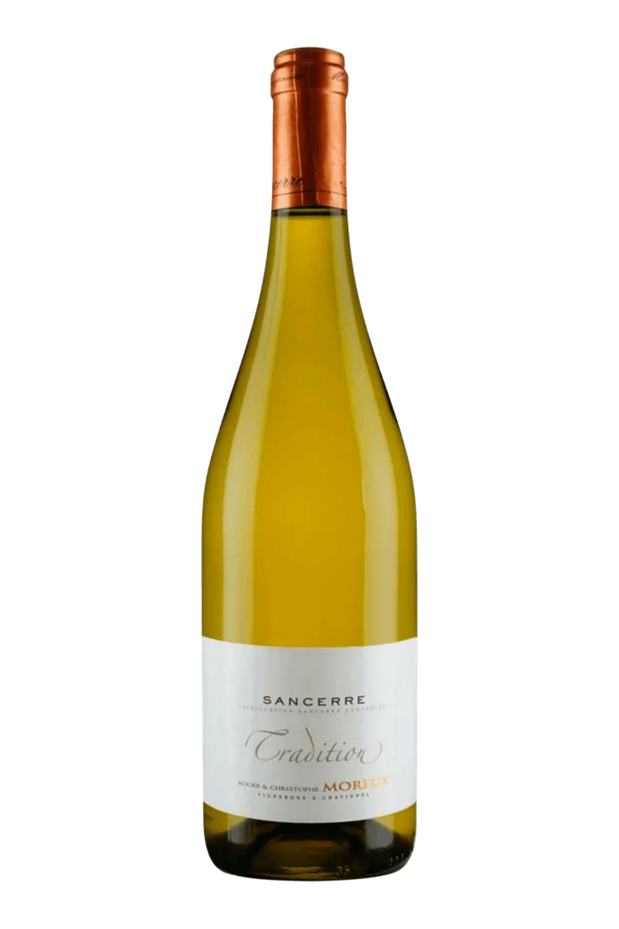 Domaine Roger & Christophe Moreux Sancerre Tradition bottle with white label and copper capsule