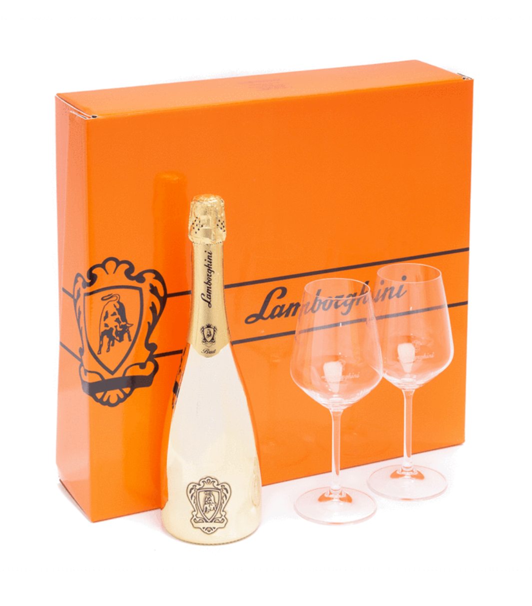 Lamborghini Brut Oro Vino Spumante With Gift Set (750 ml)