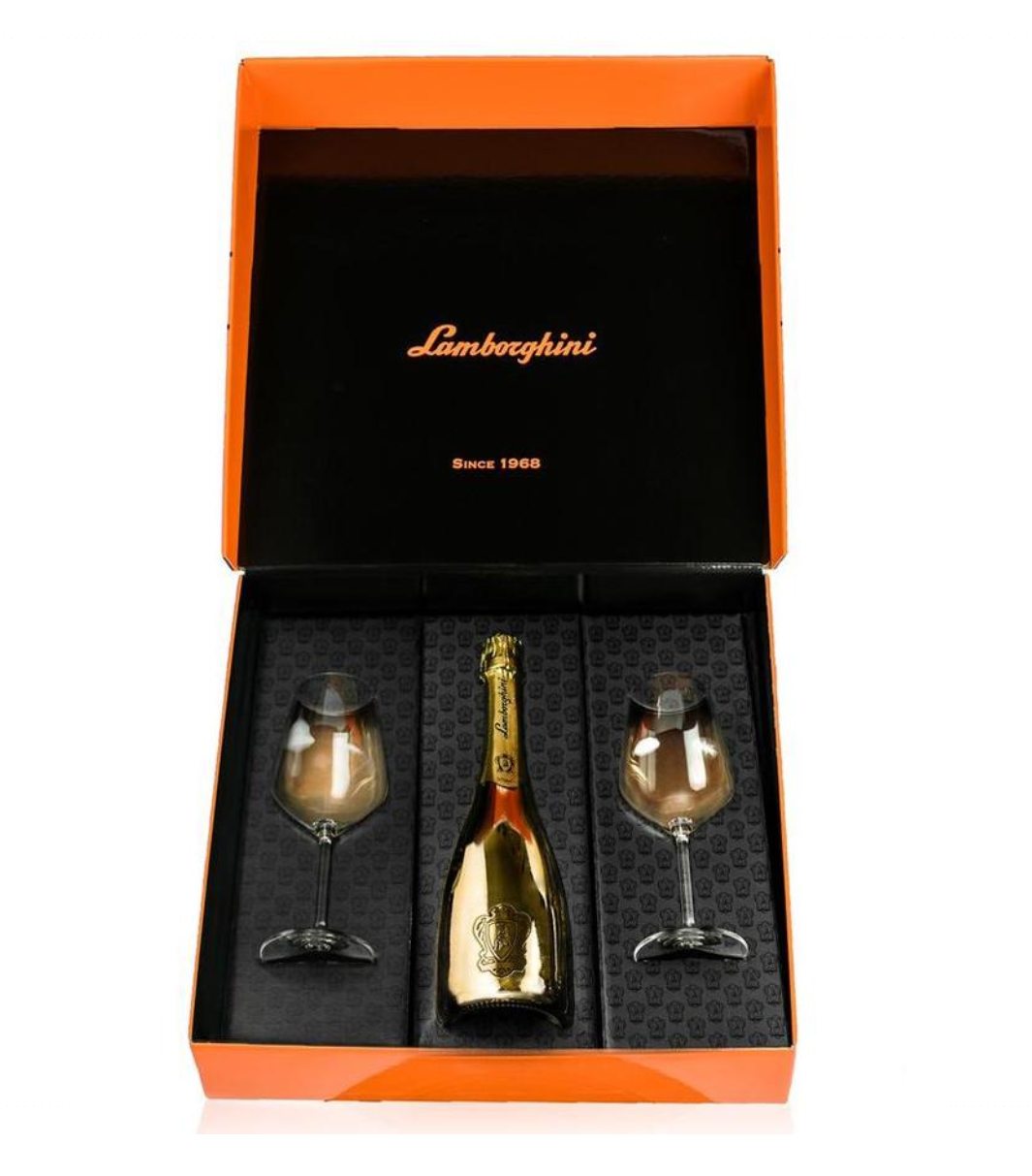 Lamborghini Brut Oro Vino Spumante With Gift Set (750 ml)