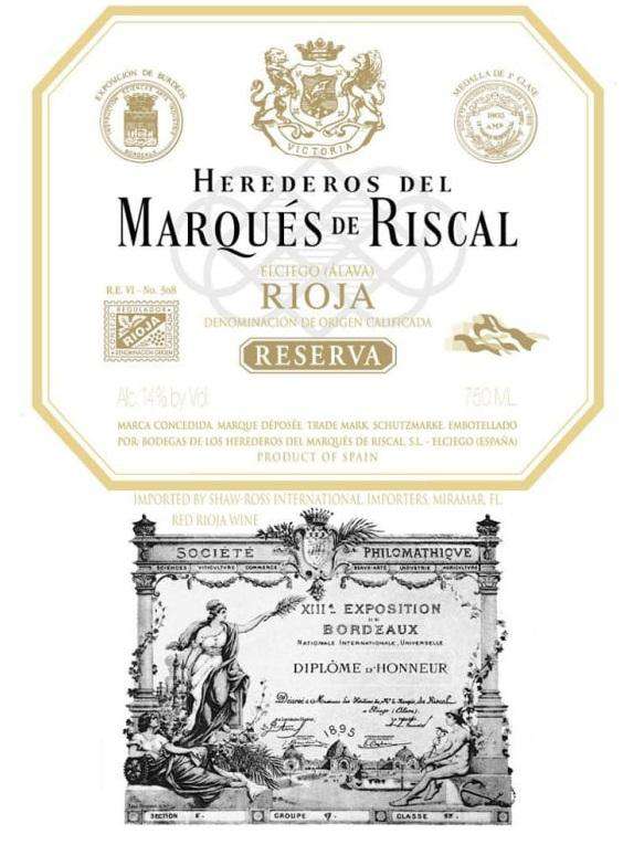 DAMAGED LABEL: Marques de Riscal Rioja Reserva 2019 (750 ml)