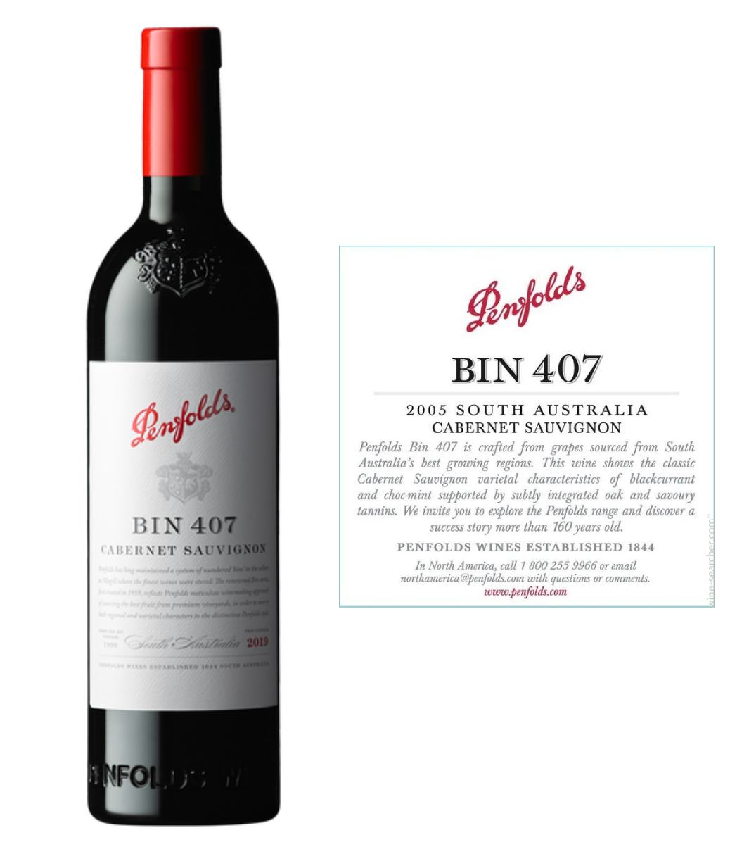 Penfolds Bin 407 Cabernet Sauvignon 2019 (750 ml)