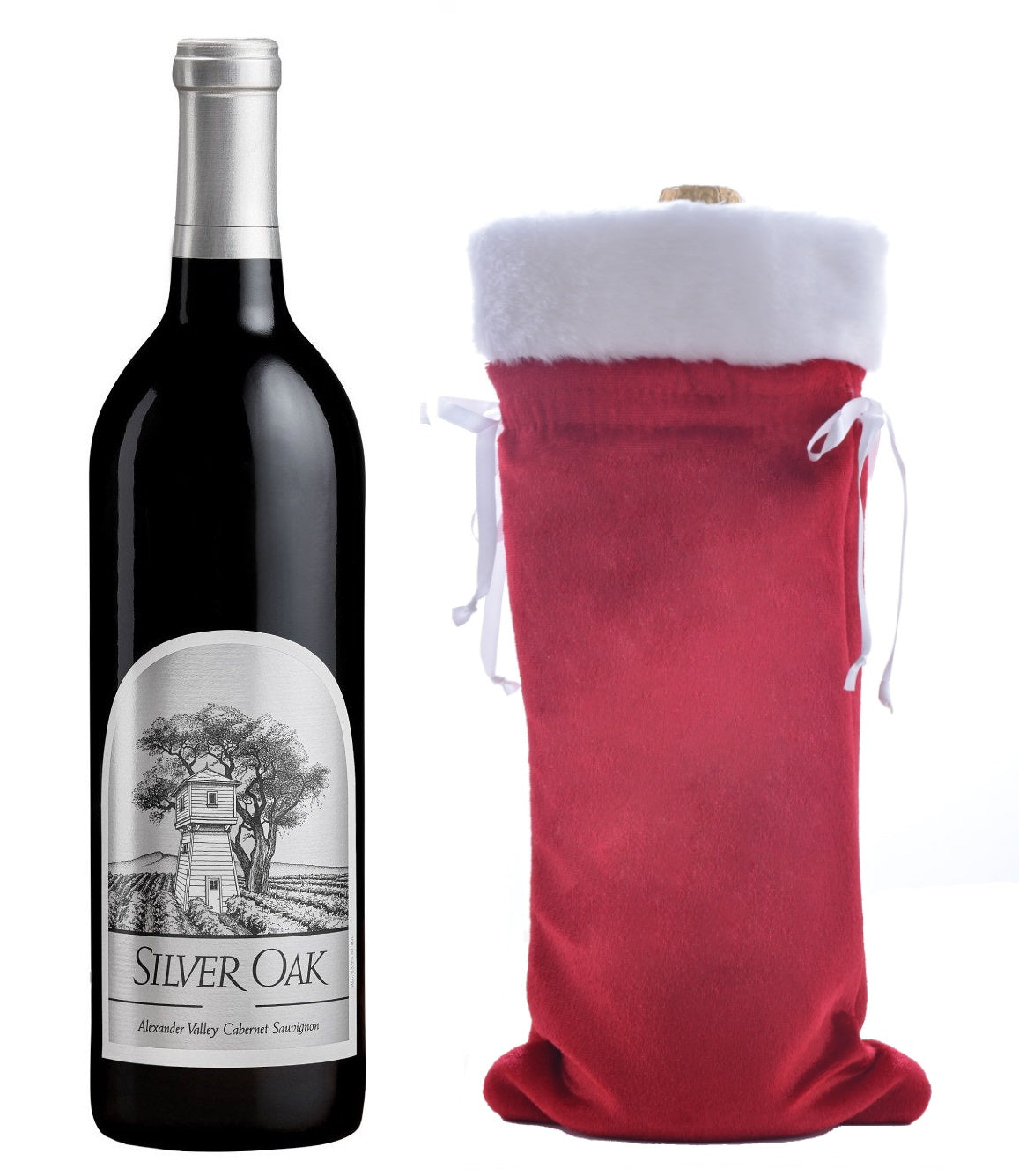 Silver Oak Cabernet Sauvignon Alexander Valley 2019 + Velvet Holiday Wine Gift Bag (750 ml)